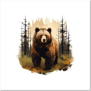 Watercolor Grizzly Bear Posters and Art